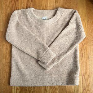NWT J.Crew Teddy Cropped Sherpa Pullover Sweatshirt in "Warm Almond"